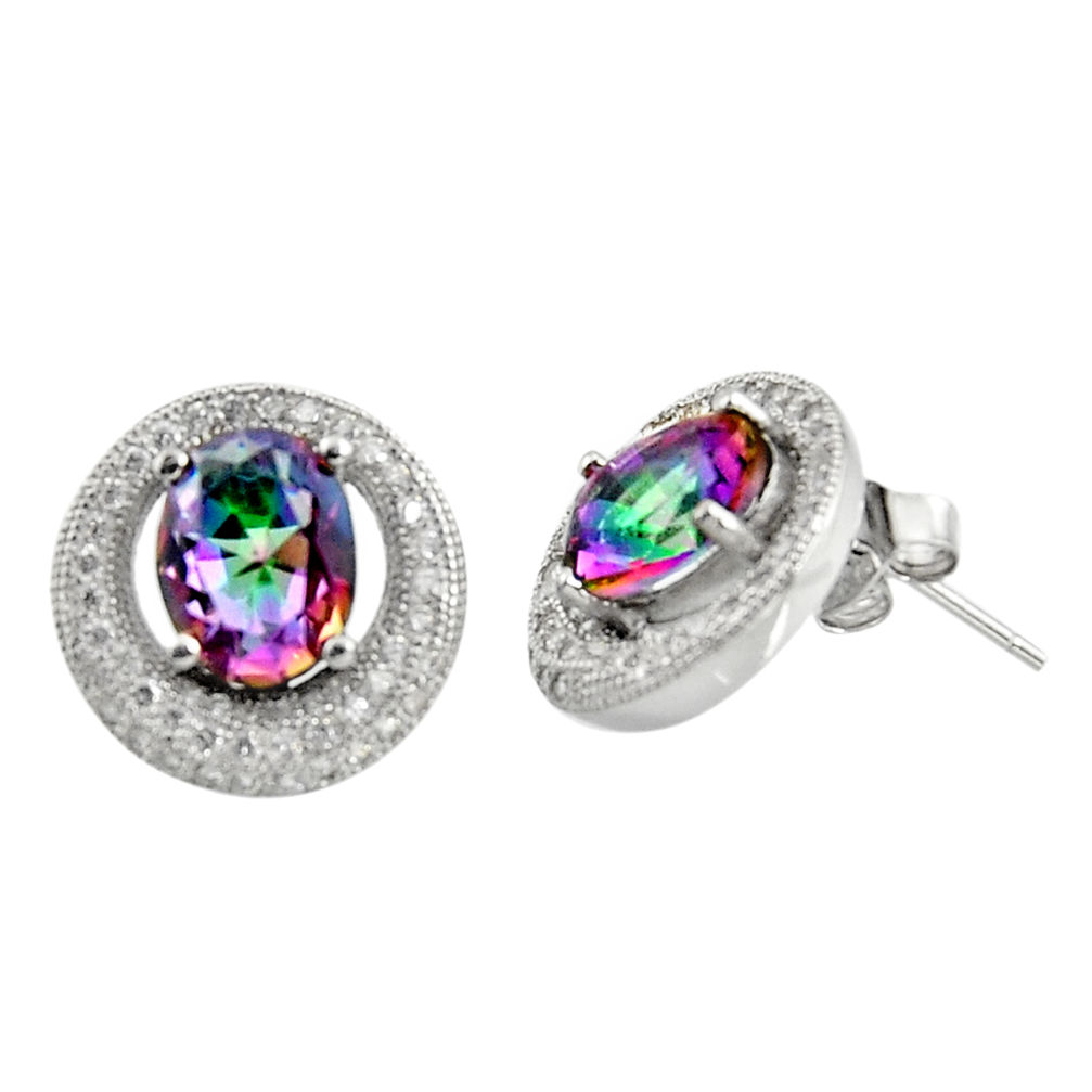 8.42cts multi color rainbow topaz topaz 925 sterling silver stud earrings c9948