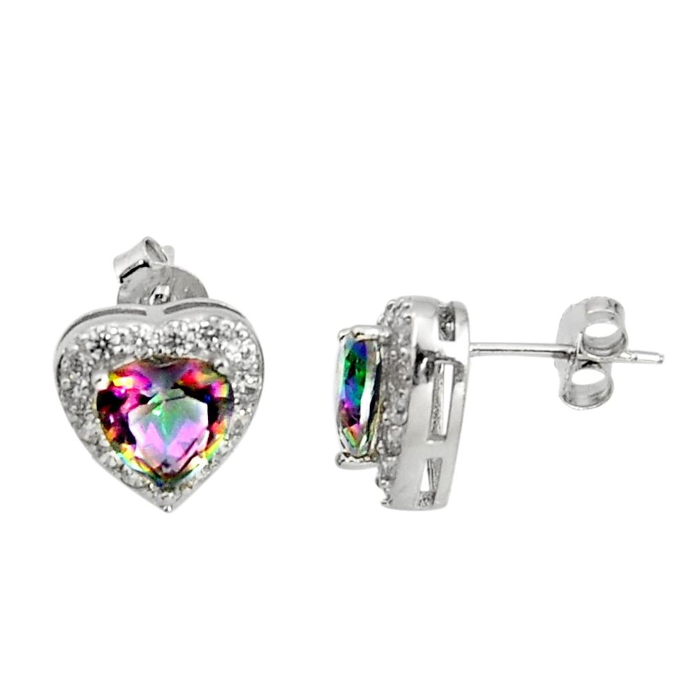 5.22cts multi color rainbow topaz topaz quartz 925 silver earrings c9945