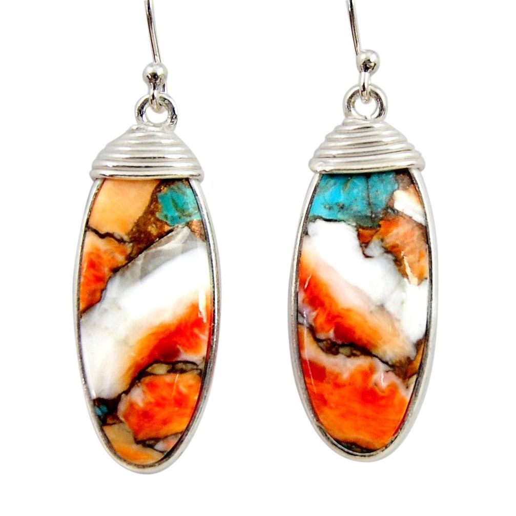 17.53cts multi color spiny oyster arizona turquoise 925 silver earrings r29311