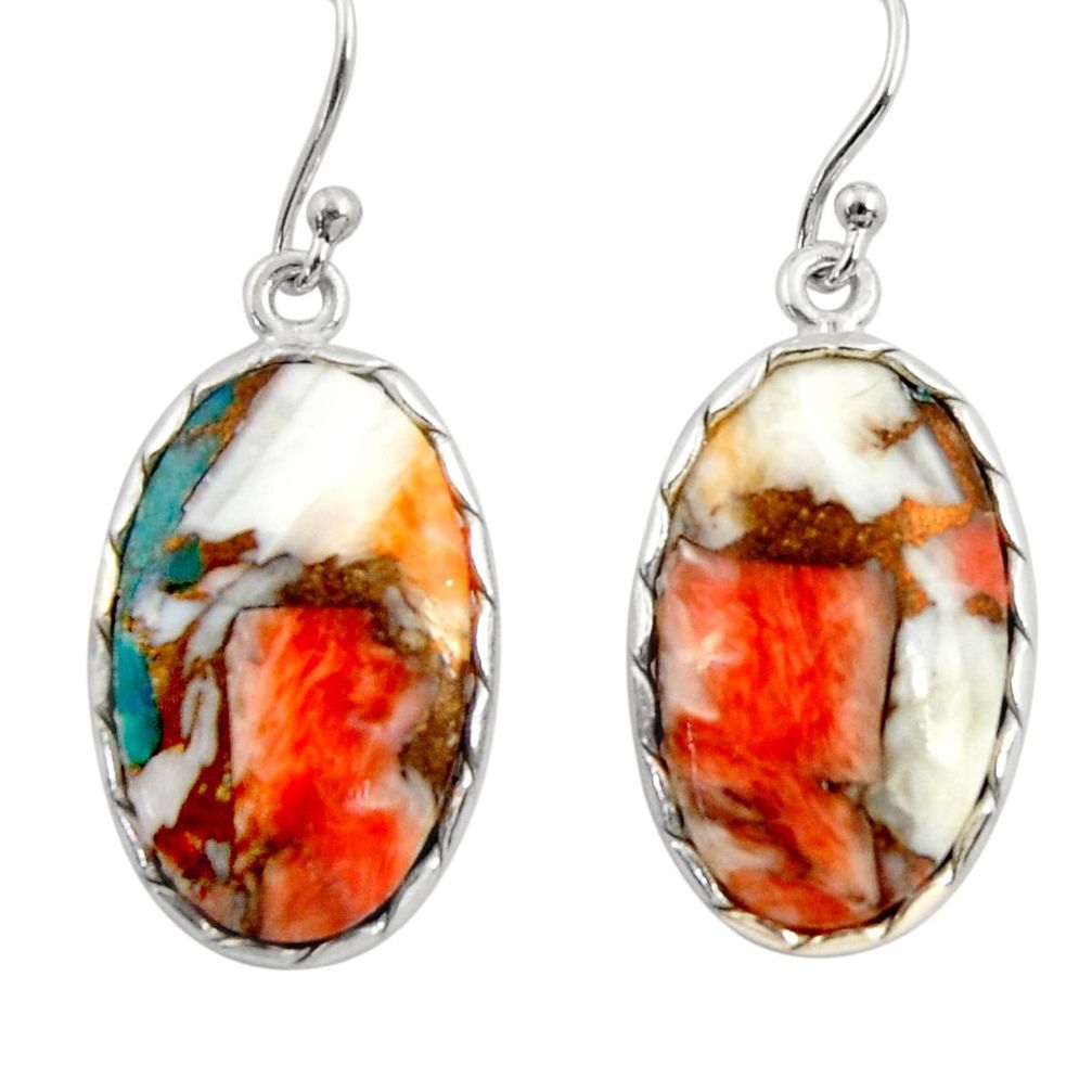 16.49cts multi color spiny oyster arizona turquoise 925 silver earrings r29314