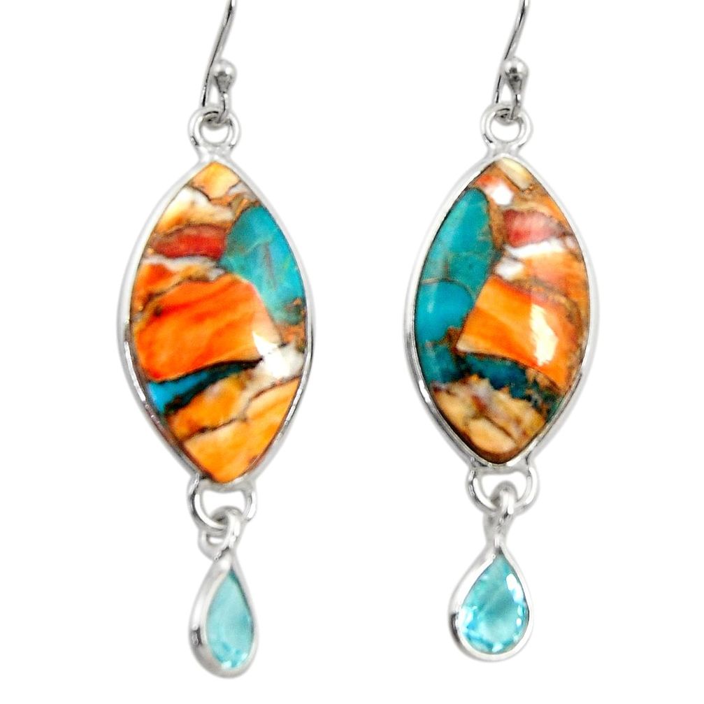 15.93cts multi color spiny oyster arizona turquoise 925 silver earrings r29321