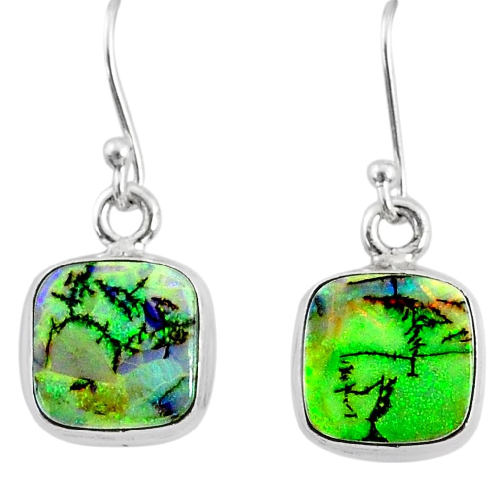 6.61cts multi color sterling opal 925 sterling silver dangle earrings r70178