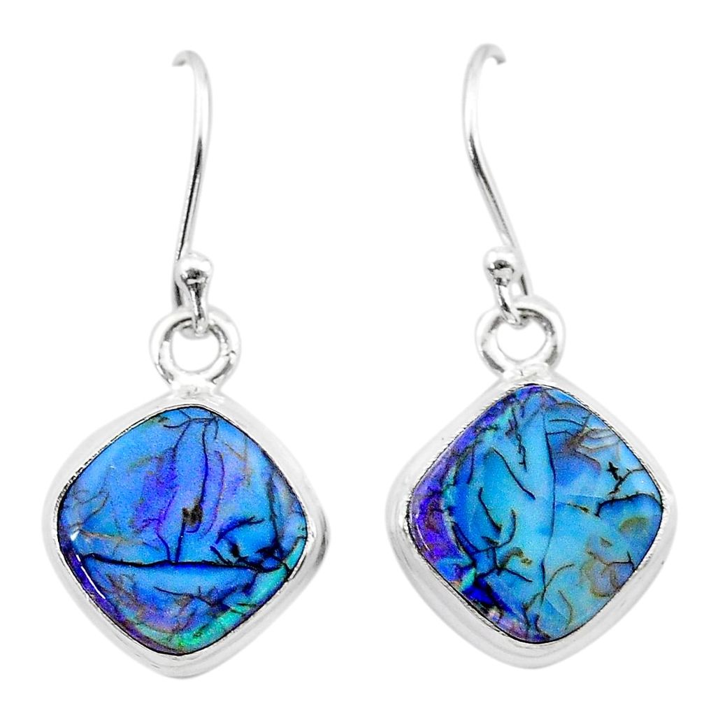 4.90cts multi color sterling opal 925 sterling silver dangle earrings t26307