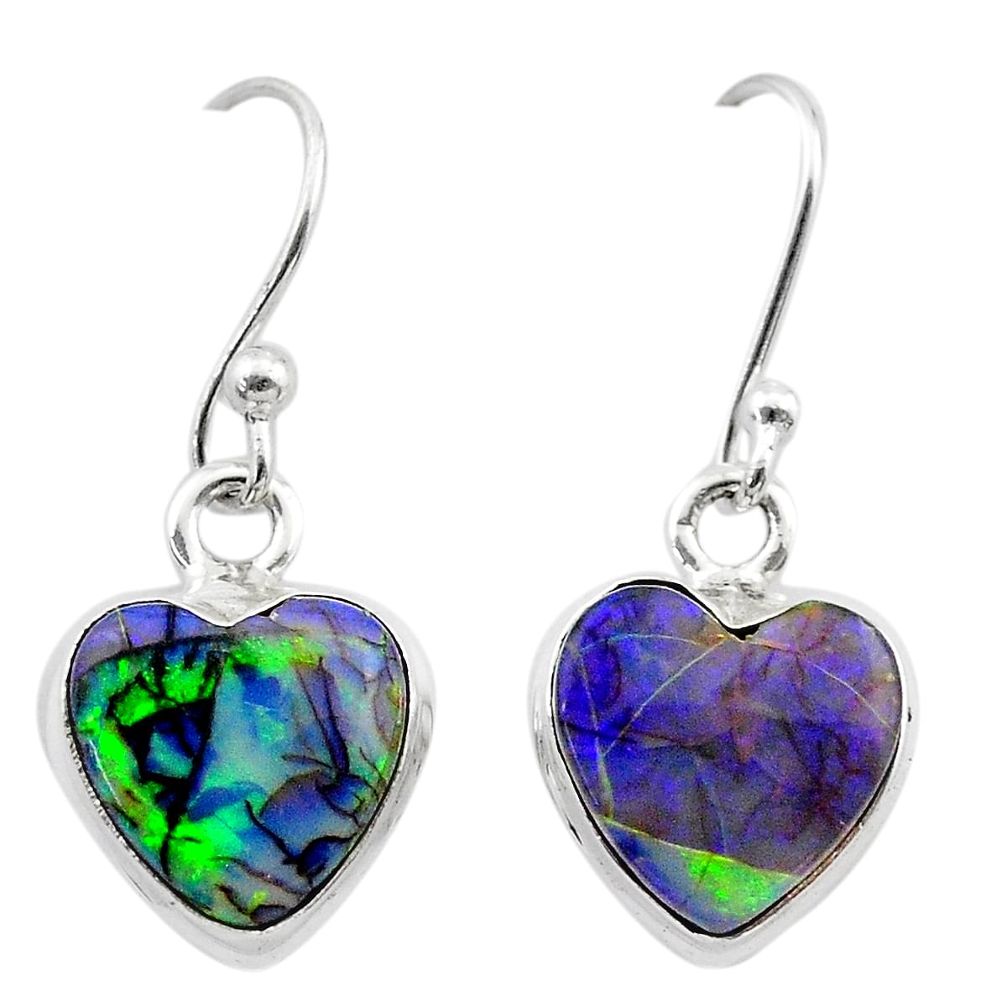 4.90cts multi color sterling opal 925 sterling silver dangle earrings t26309