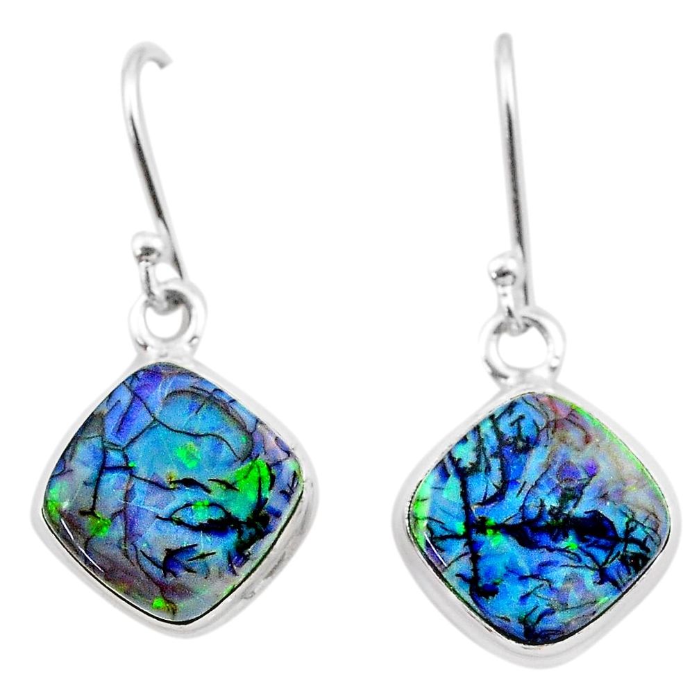 5.18cts multi color sterling opal 925 sterling silver dangle earrings t26319