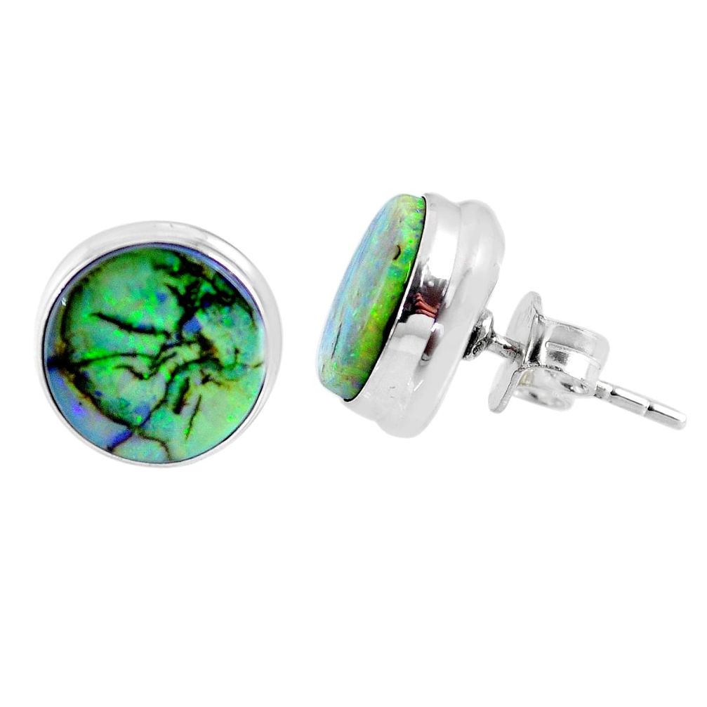 5.55cts multi color sterling opal 925 sterling silver stud earrings r62867