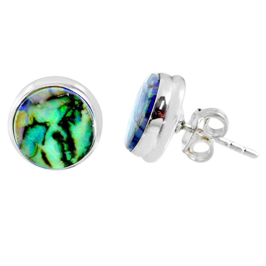 5.57cts multi color sterling opal 925 sterling silver stud earrings r62870