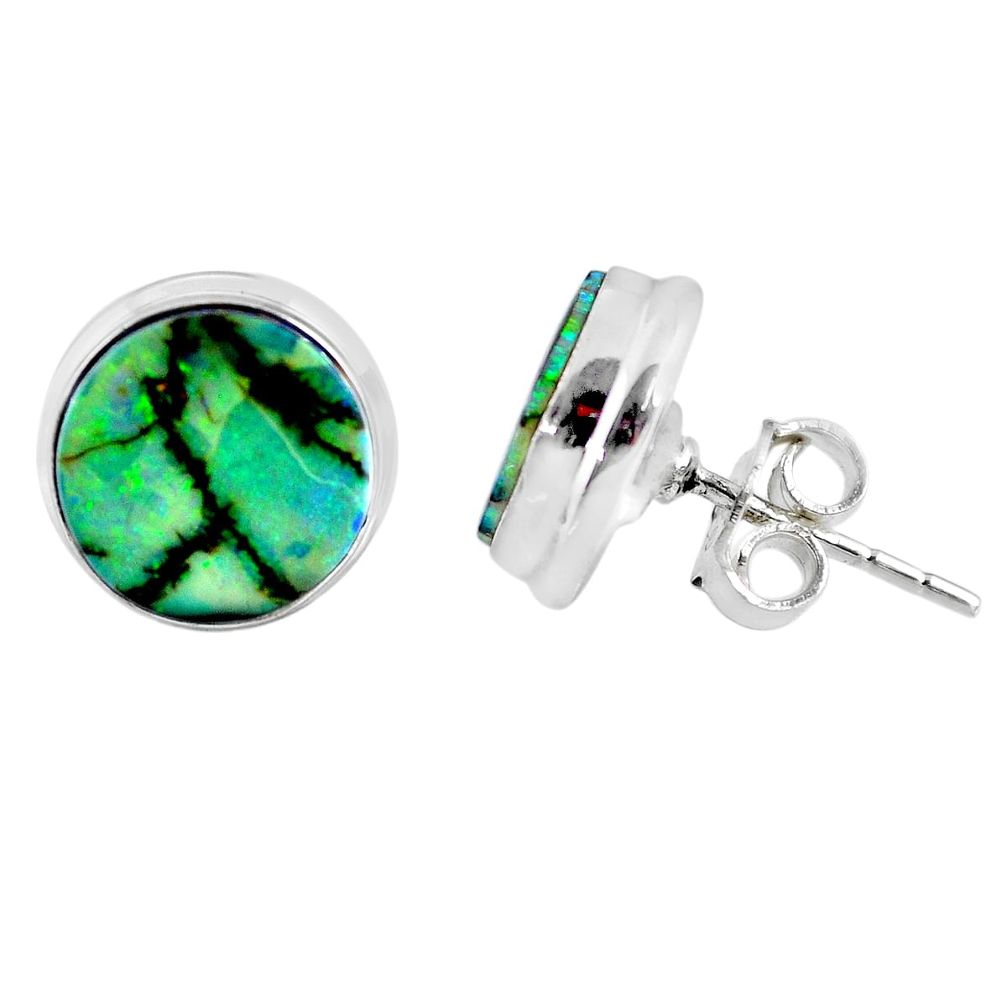 5.58cts multi color sterling opal 925 sterling silver stud earrings r62875