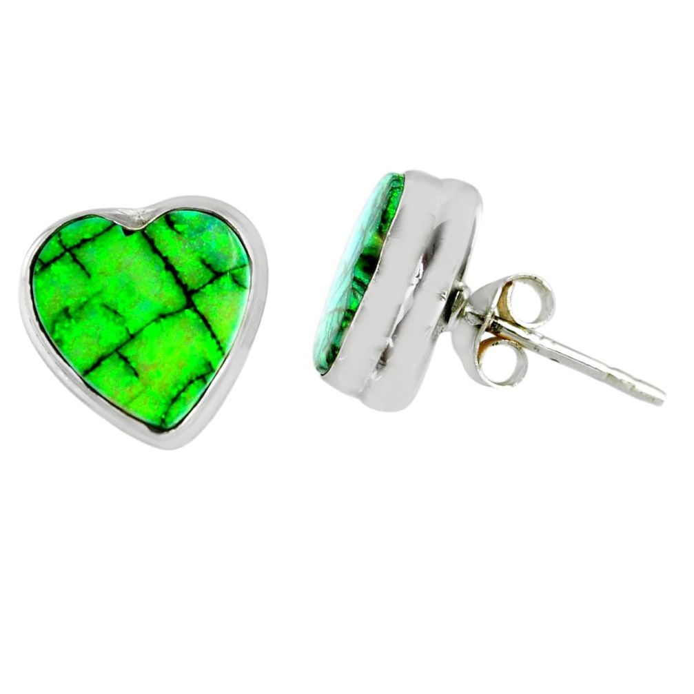 4.90cts multi color sterling opal heart 925 sterling silver stud earrings r62845