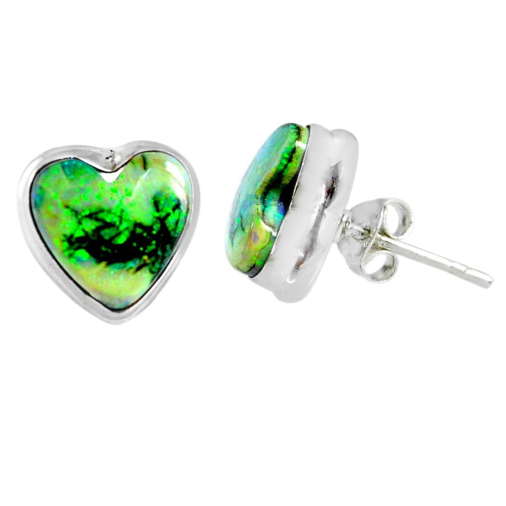 4.85cts multi color sterling opal heart 925 sterling silver stud earrings r62848