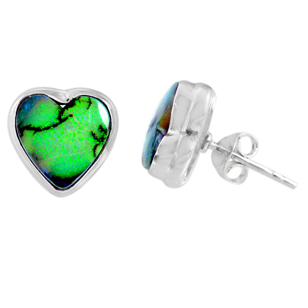 4.85cts multi color sterling opal heart 925 sterling silver stud earrings r62913