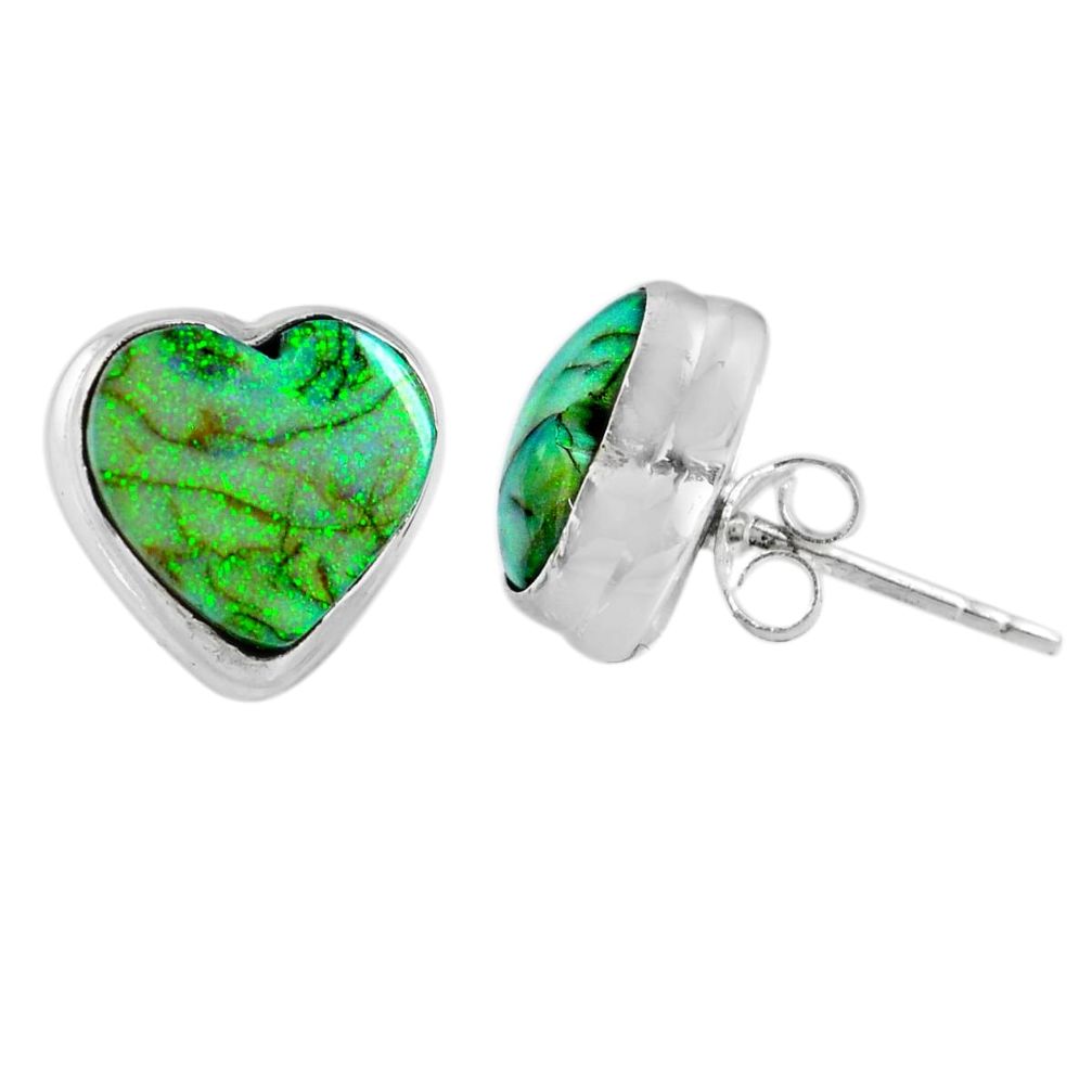 4.85cts multi color sterling opal heart 925 sterling silver stud earrings r62918