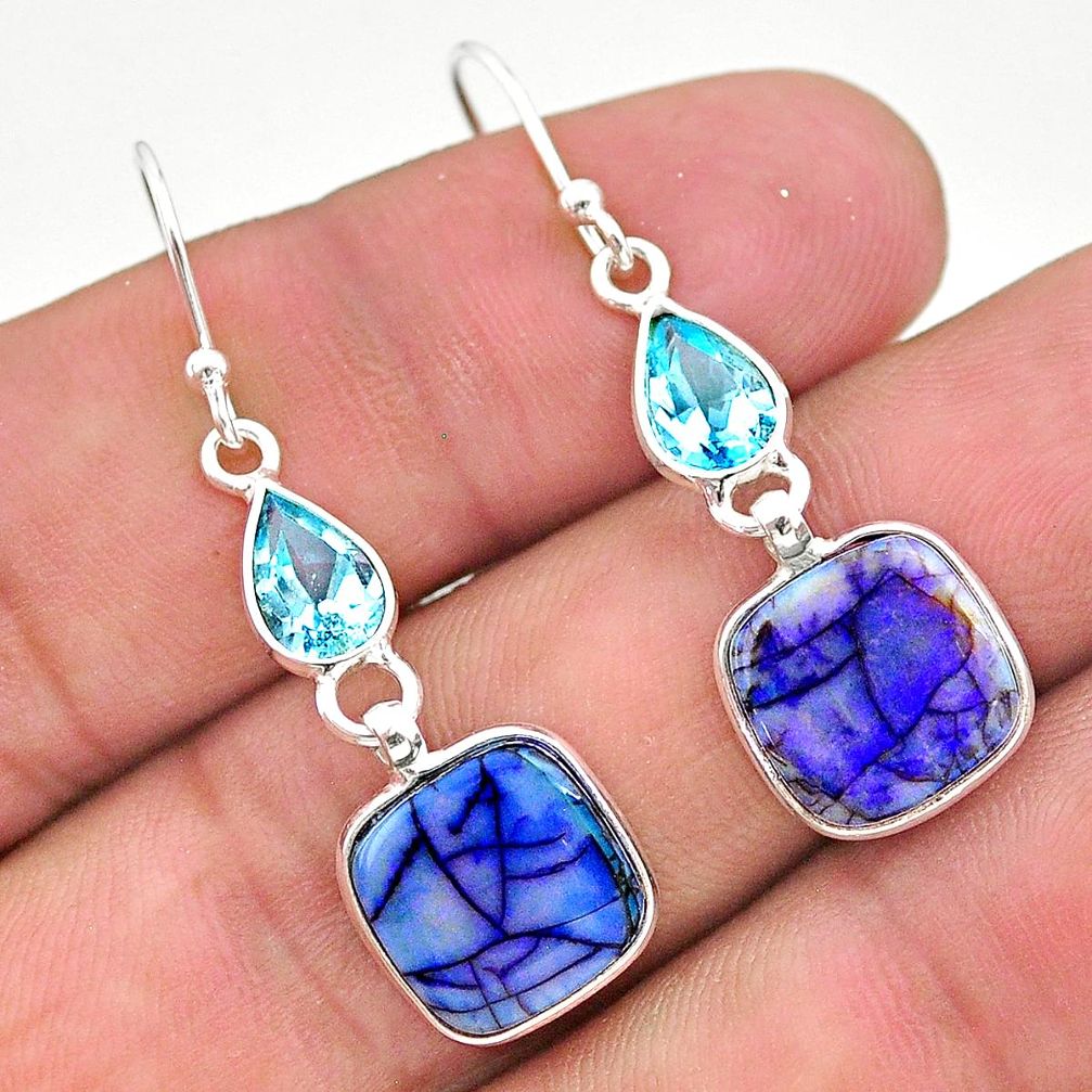 7.36cts multi color sterling opal topaz 925 silver dangle earrings t24796