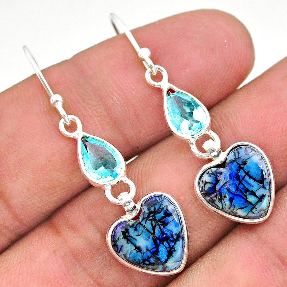 7.38cts multi color sterling opal topaz 925 silver dangle earrings t24807