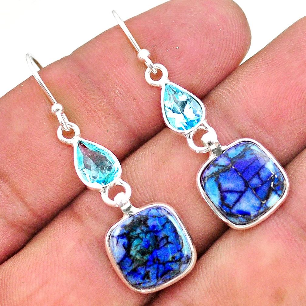 7.88cts multi color sterling opal topaz 925 silver dangle earrings t24811