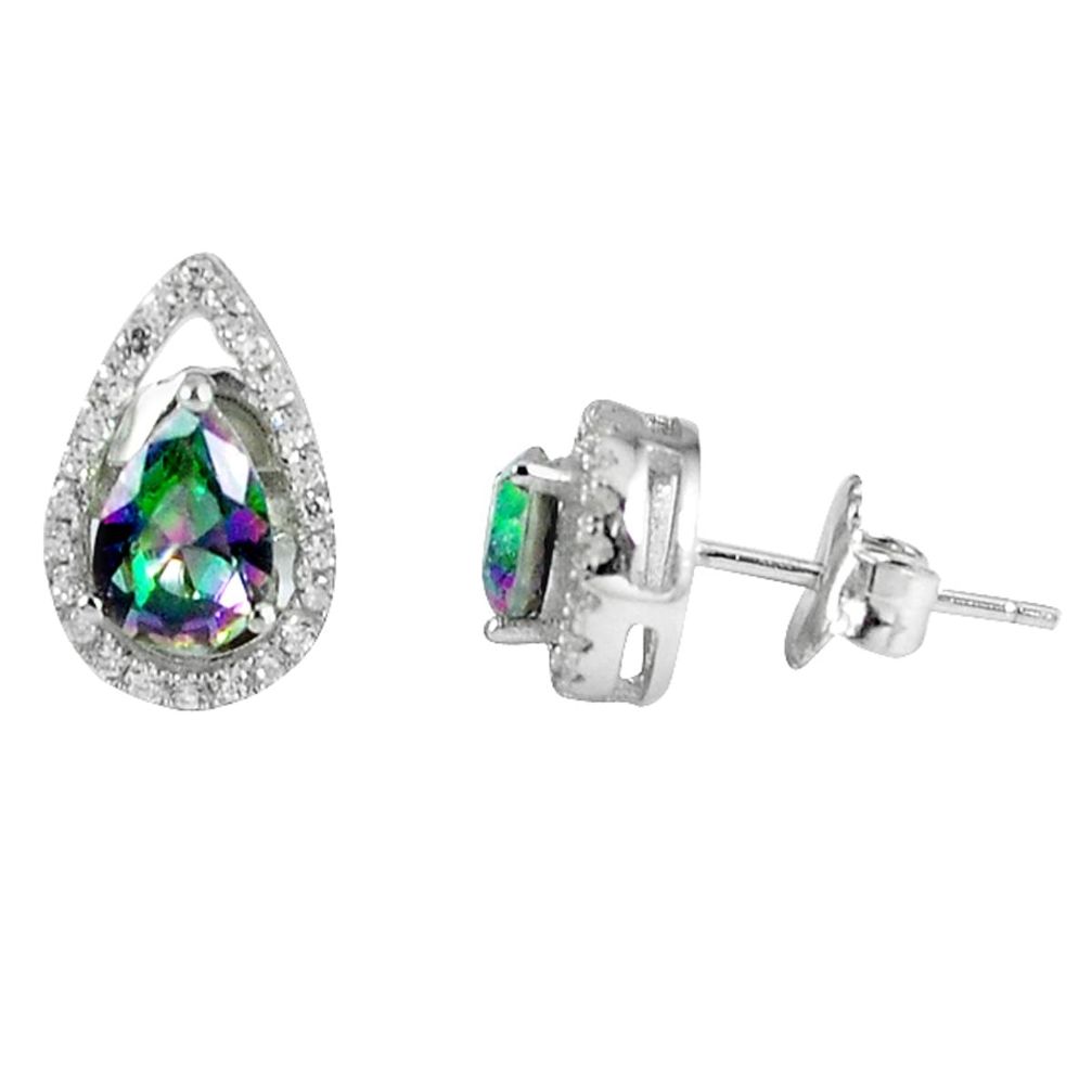 3.95cts multicolor rainbow topaz topaz 925 sterling silver stud earrings c23020