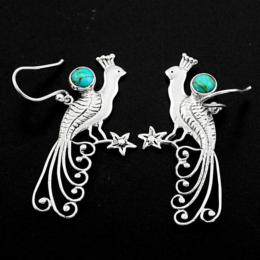 1.92cts southwestern style arizona mohave turquoise peacock earrings t62045