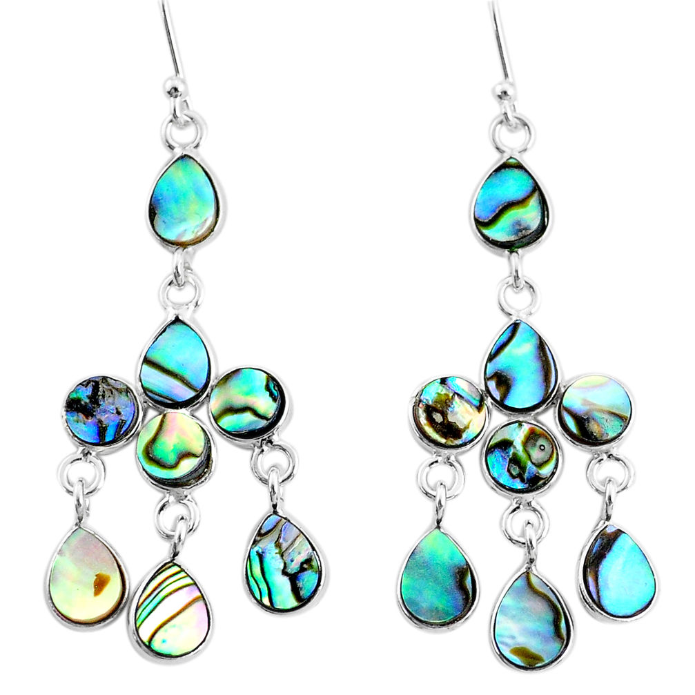 10.32cts natural abalone paua seashell 925 silver chandelier earrings t4668