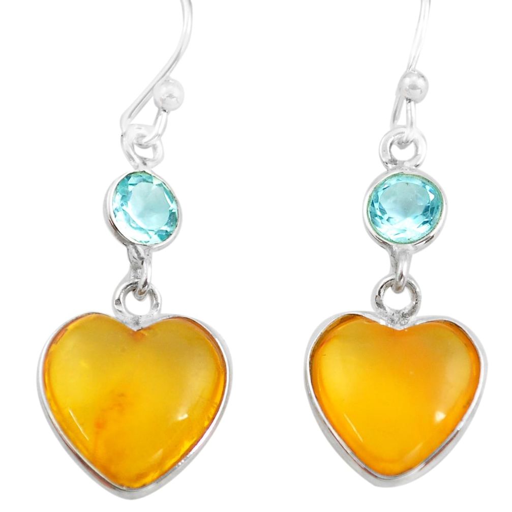 5.60cts natural amber from colombia 925 silver heart love earrings p74110