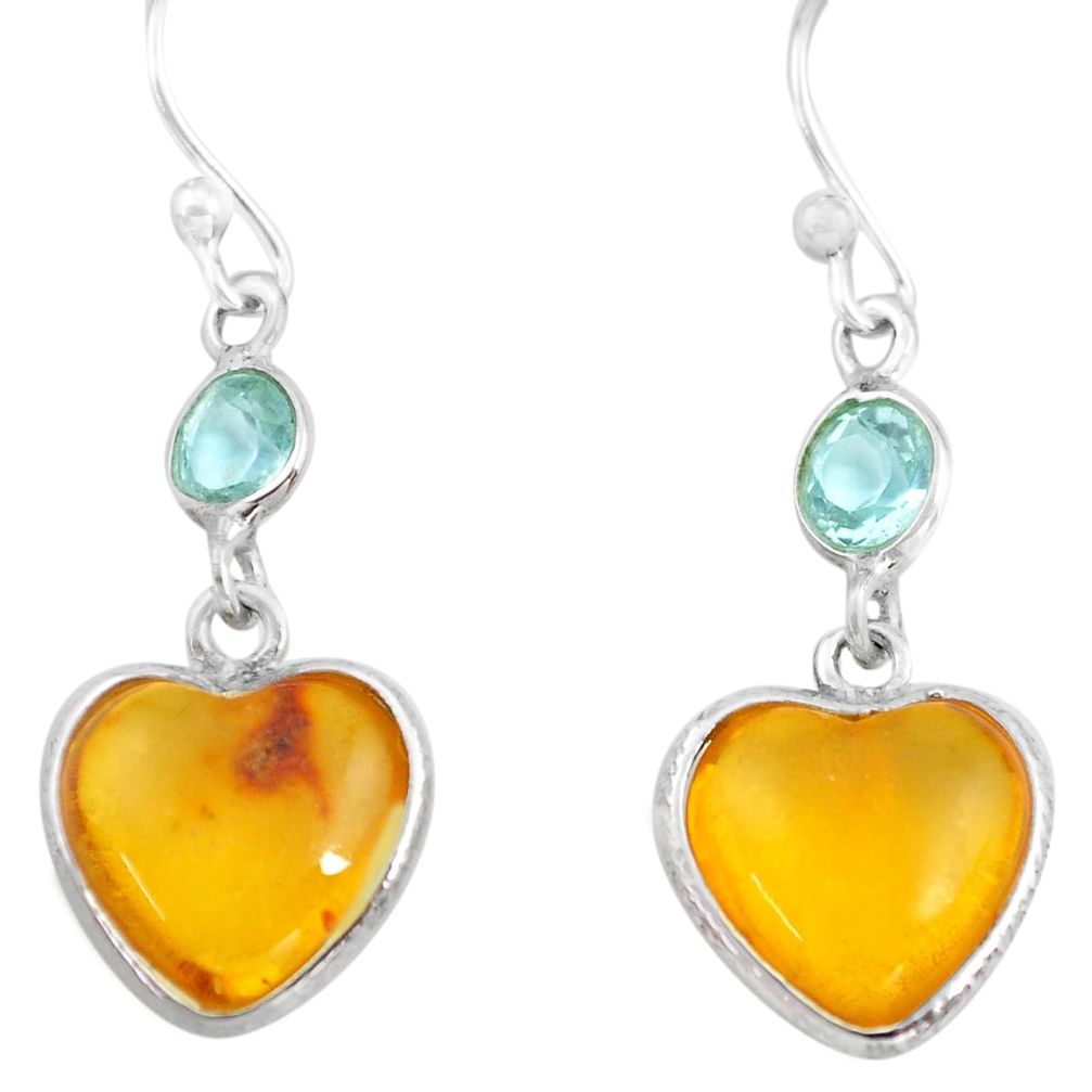 5.65cts natural amber from colombia 925 silver heart love earrings p74112