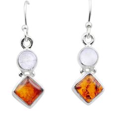 3.83cts natural amber moonstone 925 sterling silver earrings jewelry u12989