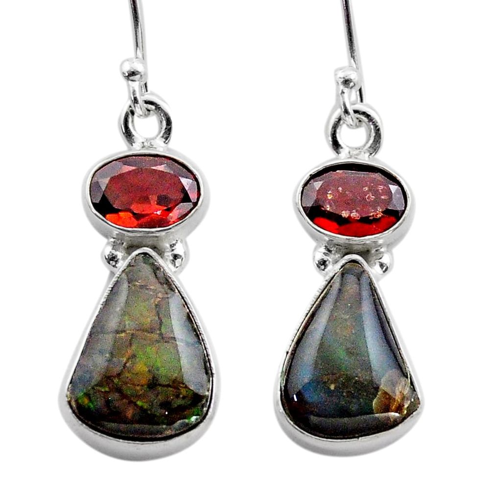 8.79cts natural ammolite (canadian) 925 silver dangle earrings jewelry t45288