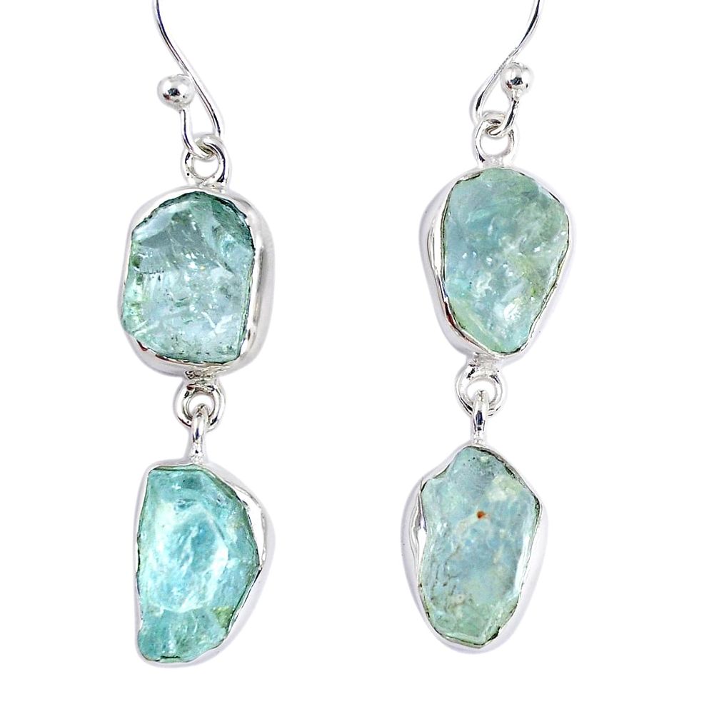 15.85cts natural aqua aquamarine rough 925 silver dangle earrings jewelry r55423