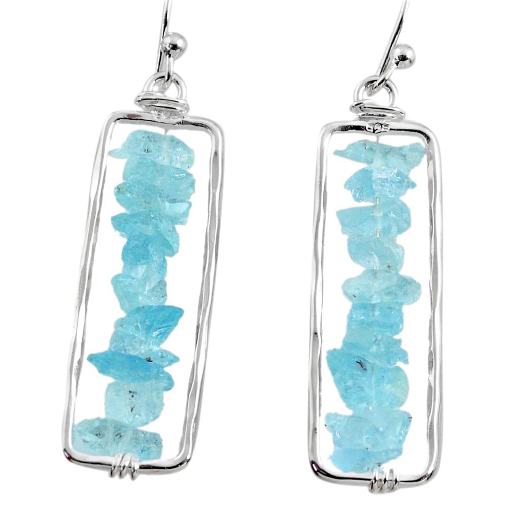 14.73cts natural aqua aquamarine rough 925 silver dangle earrings jewelry r65651