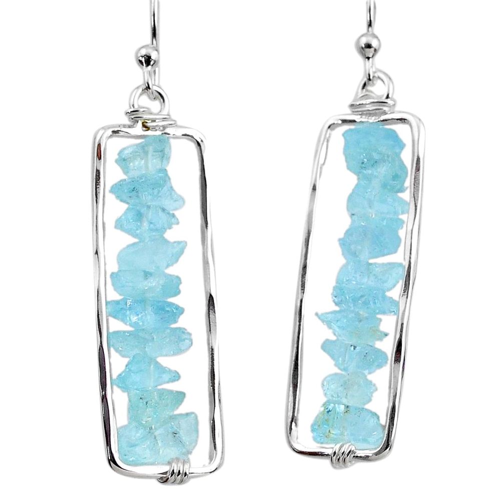 13.51cts natural aqua aquamarine rough 925 silver dangle earrings r65642