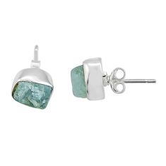 5.09cts natural aqua aquamarine rough 925 sterling silver stud earrings y25642