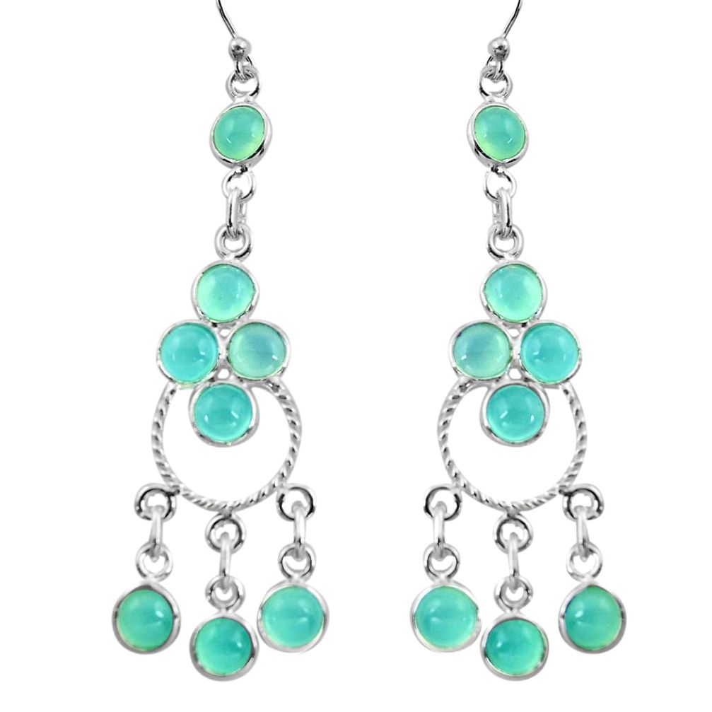 12.96cts natural aqua chalcedony 925 sterling silver chandelier earrings r37381