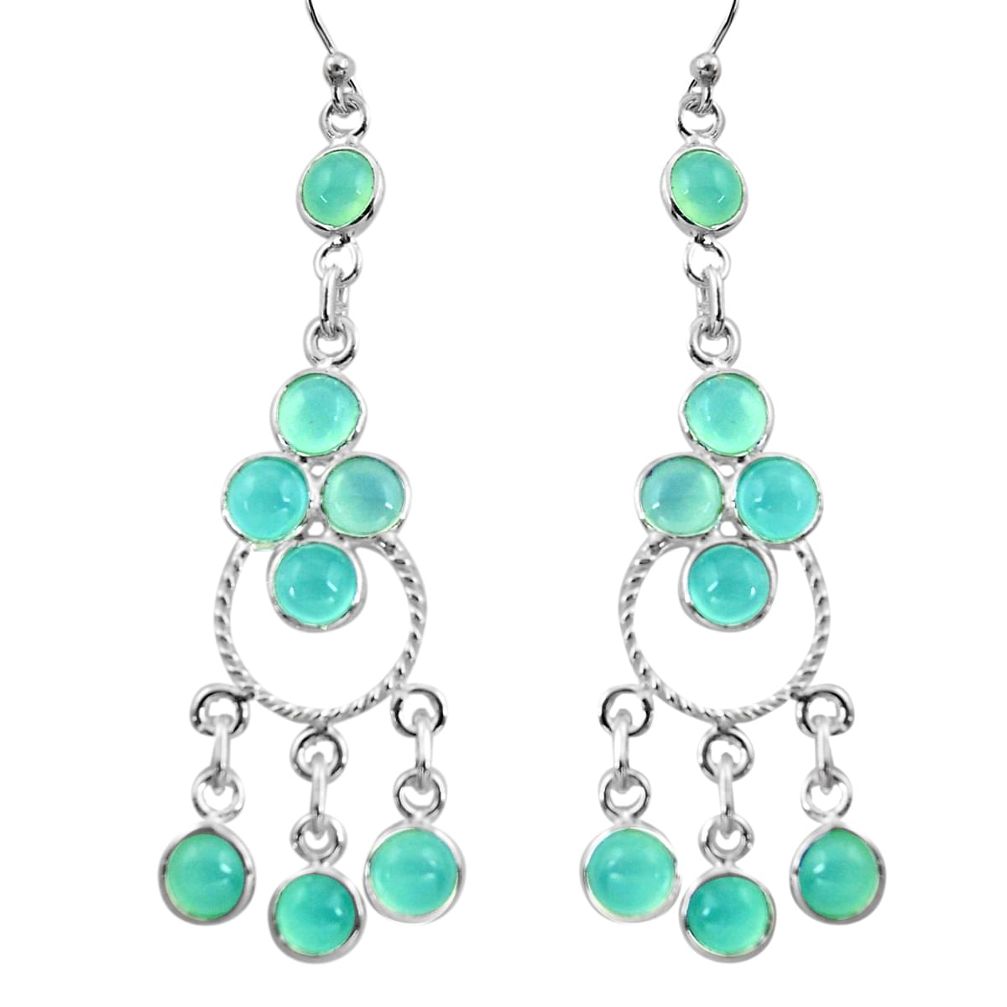 12.36cts natural aqua chalcedony 925 sterling silver chandelier earrings r37383