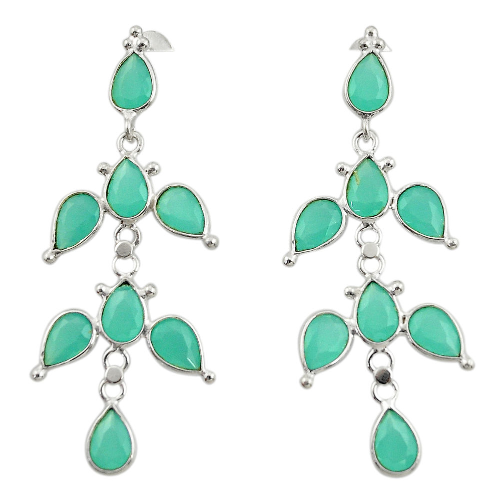 12.96cts natural aqua chalcedony 925 sterling silver dangle earrings r33091