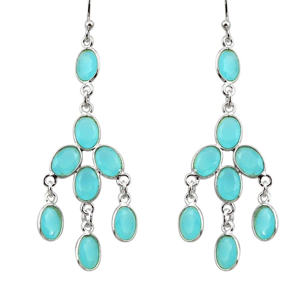 12.35cts natural aqua chalcedony 925 sterling silver dangle earrings r33170
