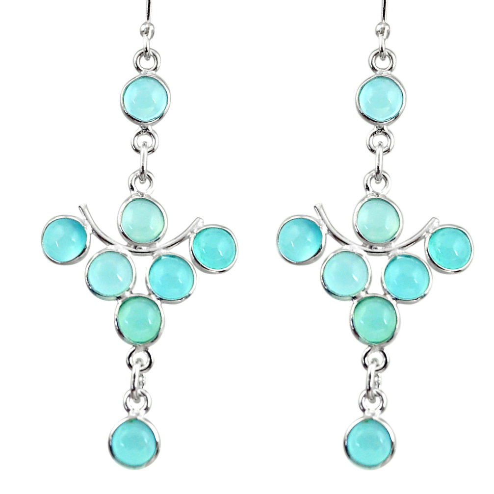 12.50cts natural aqua chalcedony 925 sterling silver dangle earrings r33563