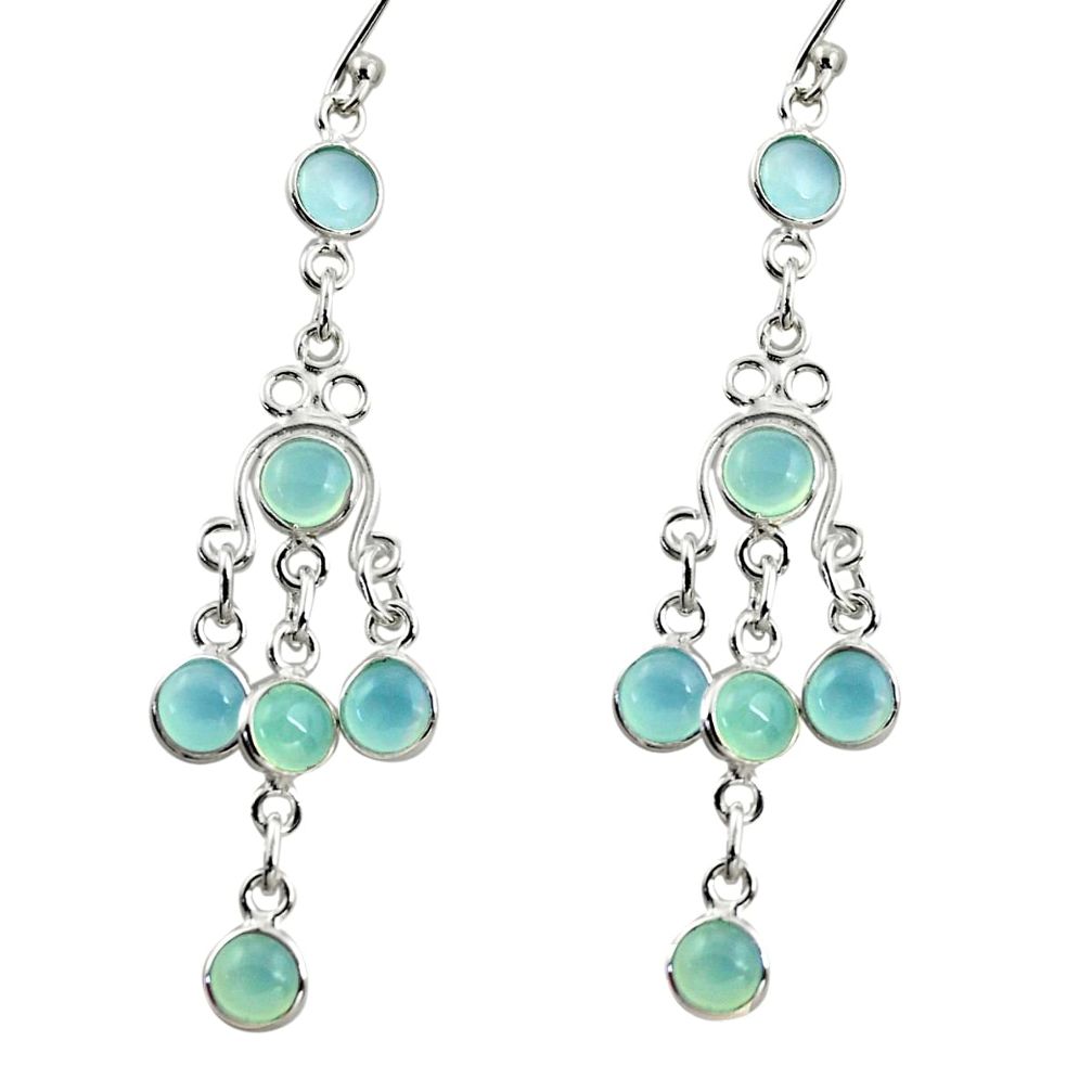 8.44cts natural aqua chalcedony 925 sterling silver dangle earrings r37527