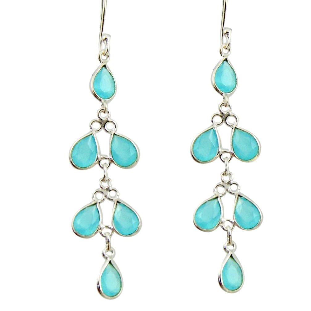 8.32cts natural aqua chalcedony 925 sterling silver dangle earrings r42286