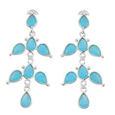 12.96cts natural aqua chalcedony 925 sterling silver dangle earrings y25200