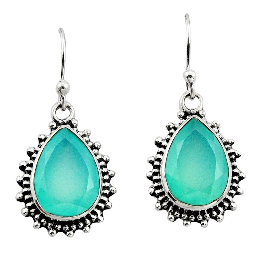 10.78cts natural aqua chalcedony 925 sterling silver earrings jewelry r26581