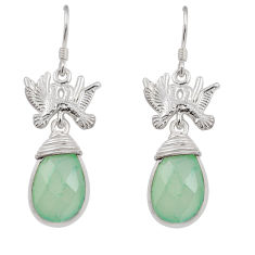 13.30cts natural aqua chalcedony 925 sterling silver love birds earrings y36575