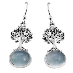 8.30cts natural aqua chalcedony 925 sterling silver tree of life earrings y71685