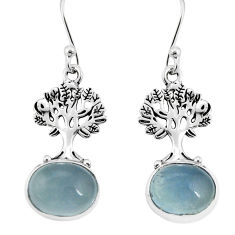 7.34cts natural aqua chalcedony 925 sterling silver tree of life earrings y71693