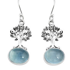 7.62cts natural aqua chalcedony 925 sterling silver tree of life earrings y71716