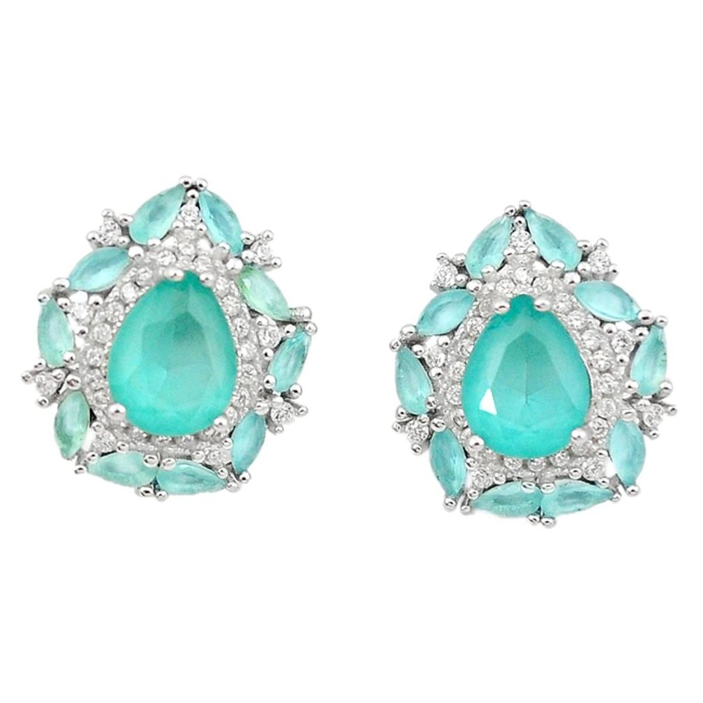 11.56cts natural aqua chalcedony topaz 925 sterling silver earrings c26053