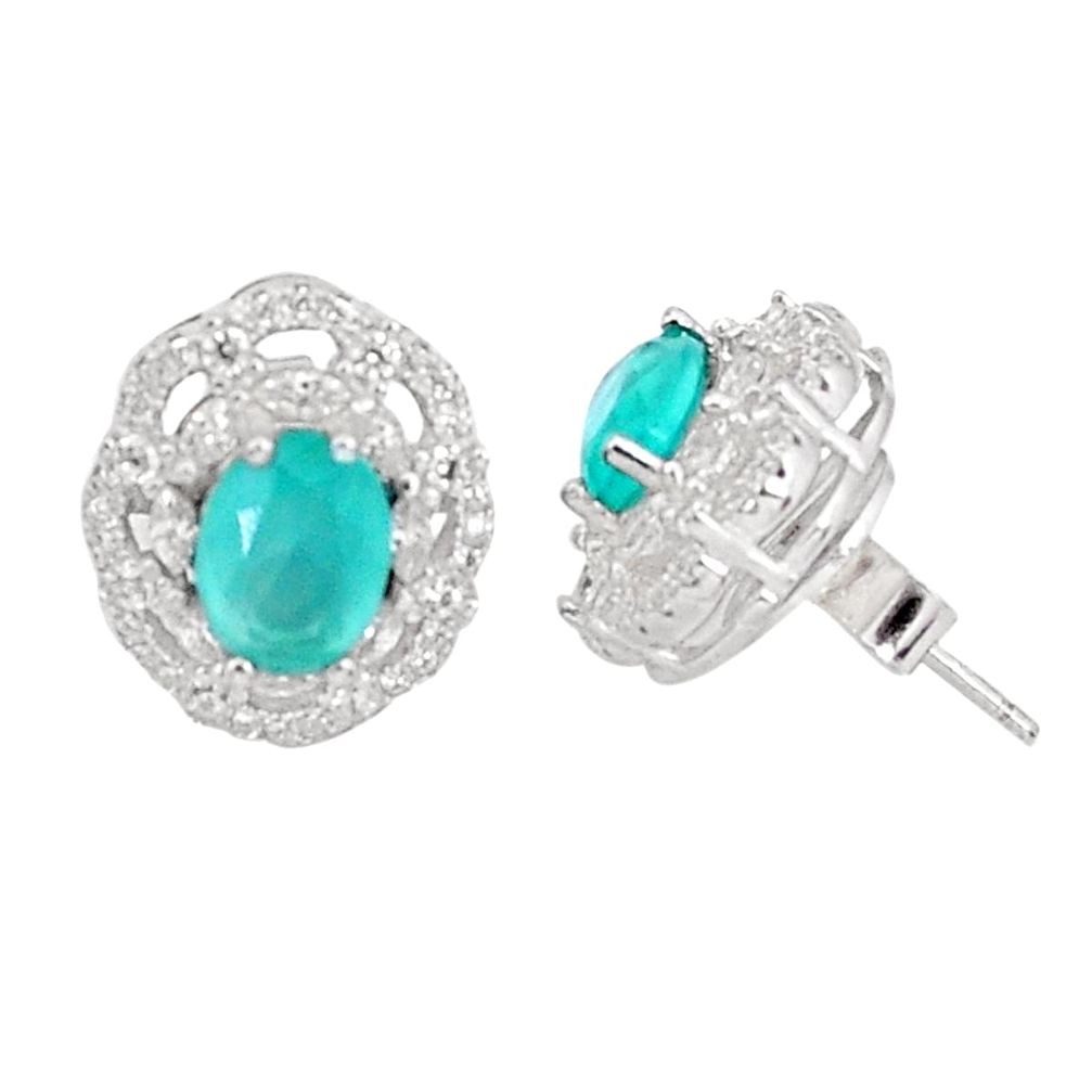 7.51cts natural aqua chalcedony topaz 925 sterling silver stud earrings c19600