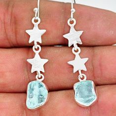 8.67cts natural aquamarine raw 925 silver crescent moon star earrings r89923