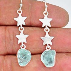 8.67cts natural aquamarine raw 925 silver crescent moon star earrings r89924
