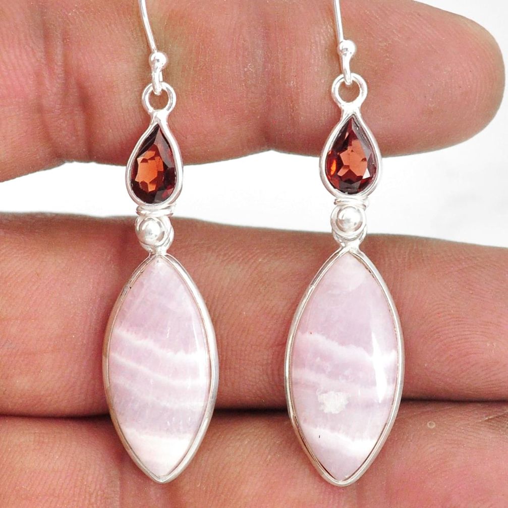 17.96cts natural aragonite garnet 925 sterling silver dangle earrings r86721