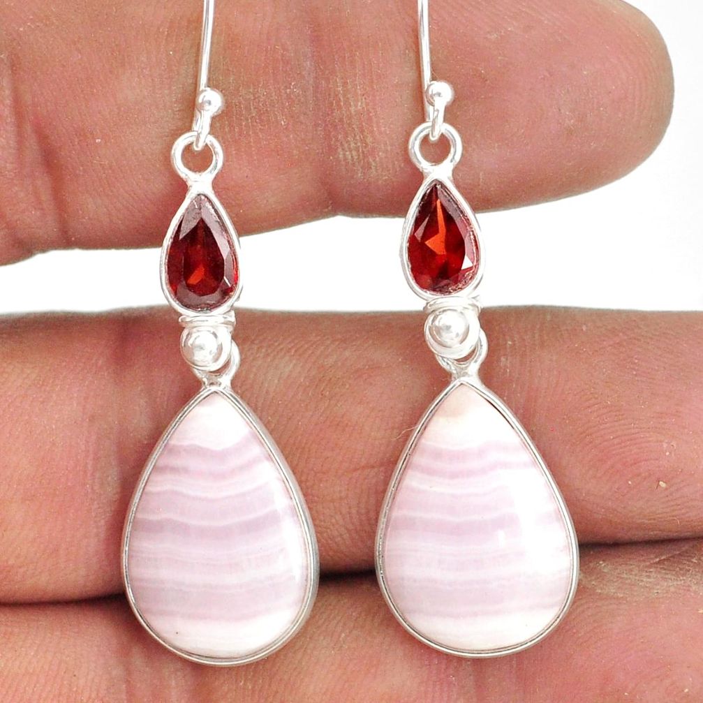 17.96cts natural aragonite garnet 925 sterling silver dangle earrings r86725