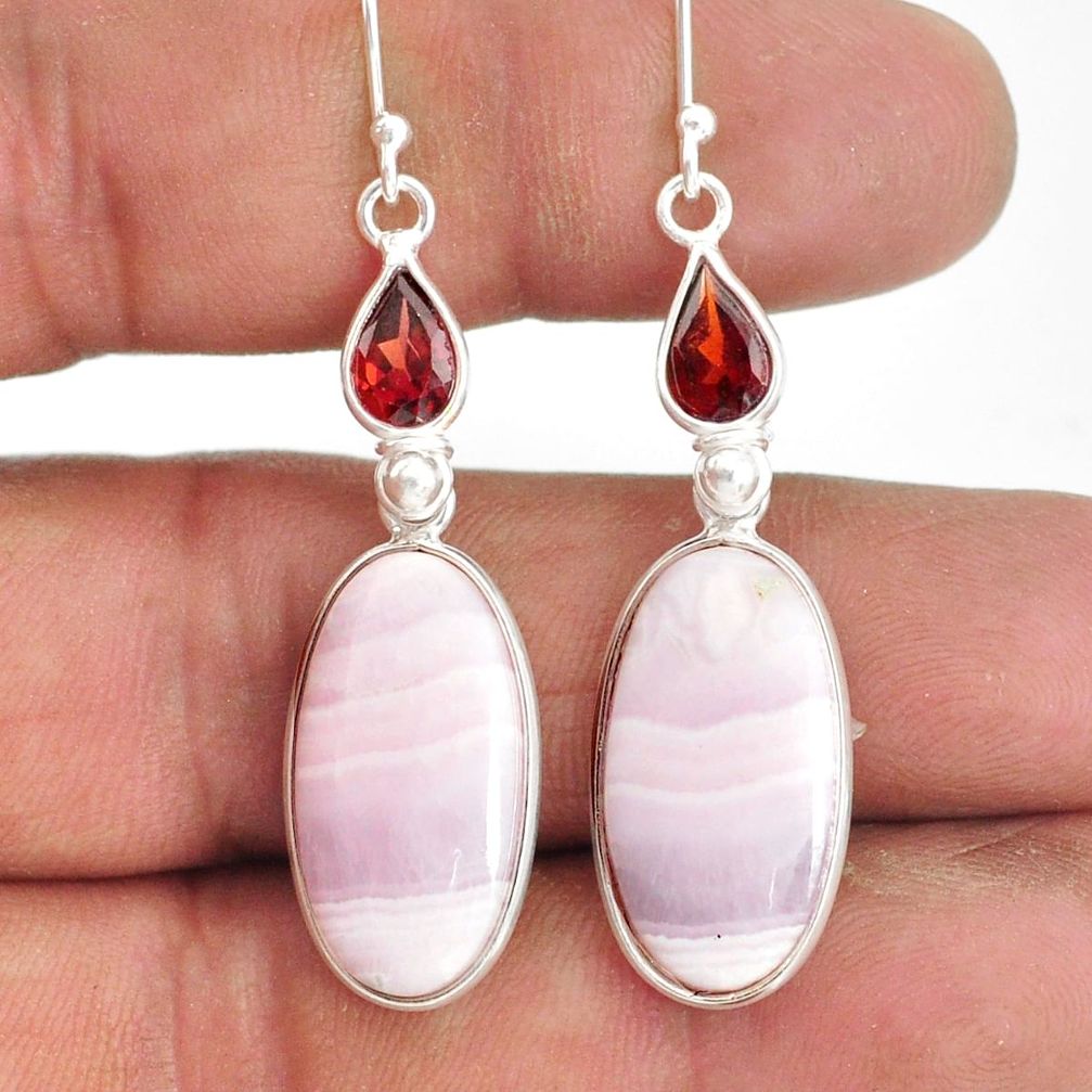 19.61cts natural aragonite garnet 925 sterling silver dangle earrings r86728